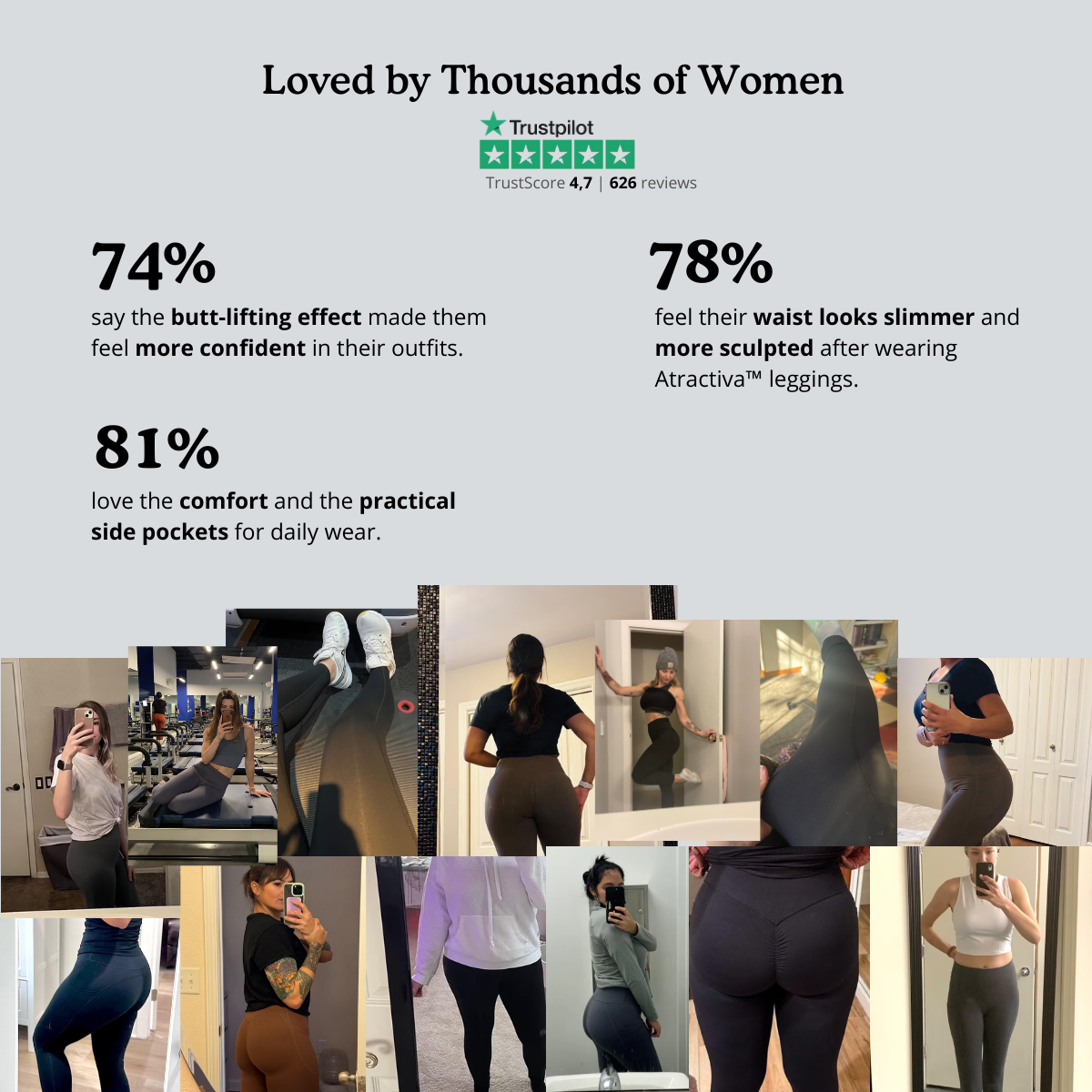 Atractiva™ High-Waisted Shaping Leggings with Butt Lift & Side Pockets